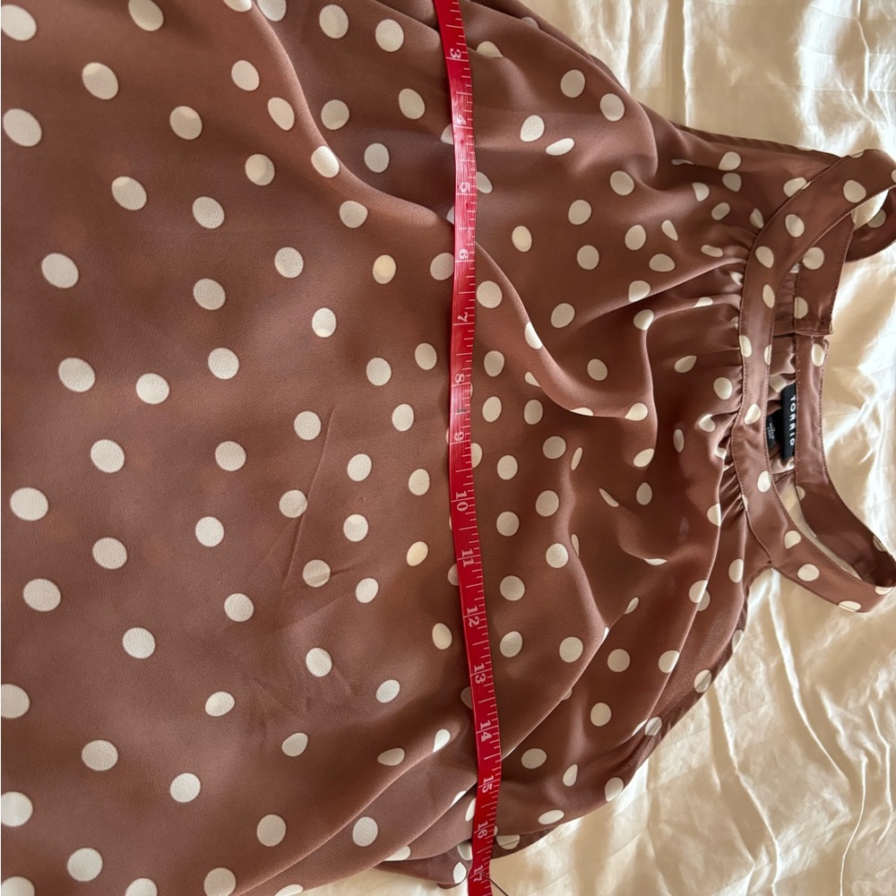 Torrid Pink Polka Dot high low Blouse - Picture 8 of 9